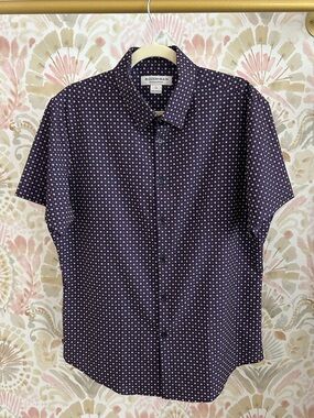 Mizzen+Main Floral Geometric Performance Button Down Polo Large Trim